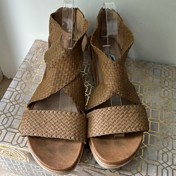 Eileen Fisher Woven Leather Strappy Wedge Sandals Women's size 10 - Picture 4 of 7